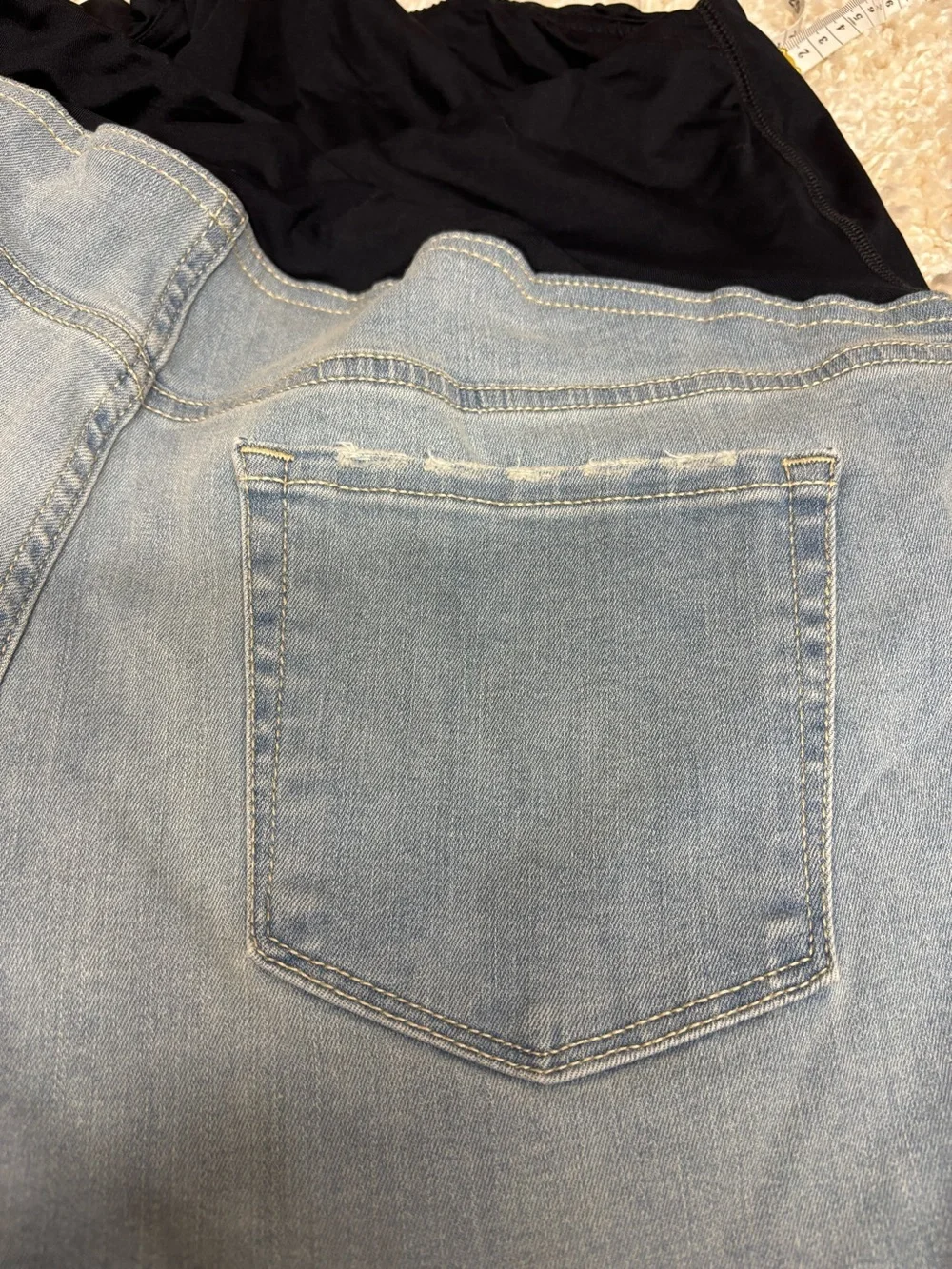 Maternity Denim Shorts with Black Stretch Panel